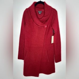 NWT ADRIENNE VITTADINI Red Open Front Shawl Neckline Wool Blend Cardigan XS